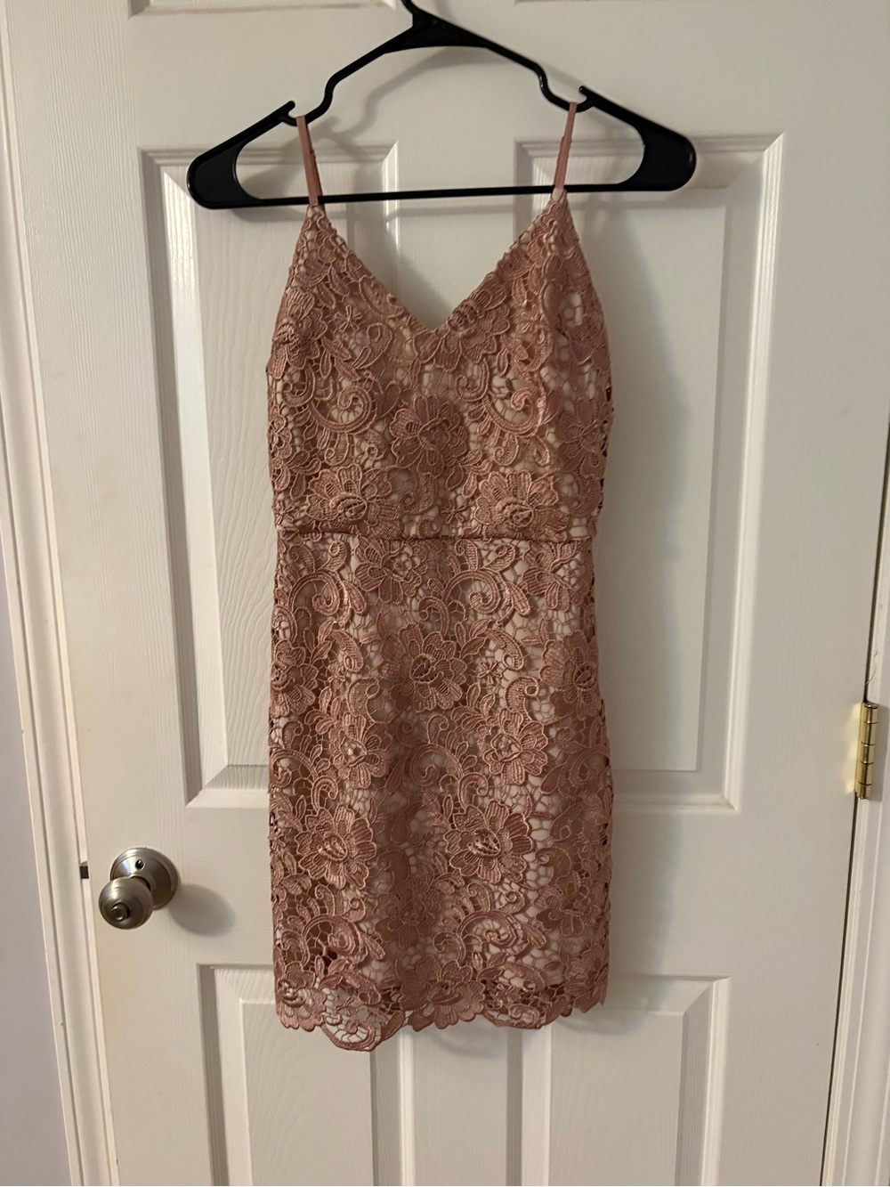 Express Blush Pink Lace Mini Dress with V-Neck